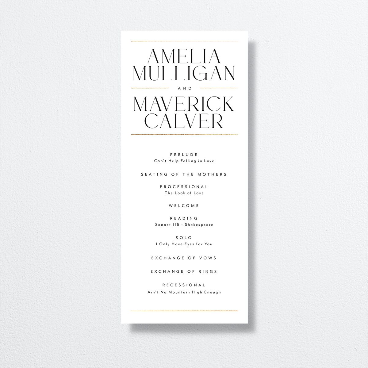 Estate Wedding Programs front in white