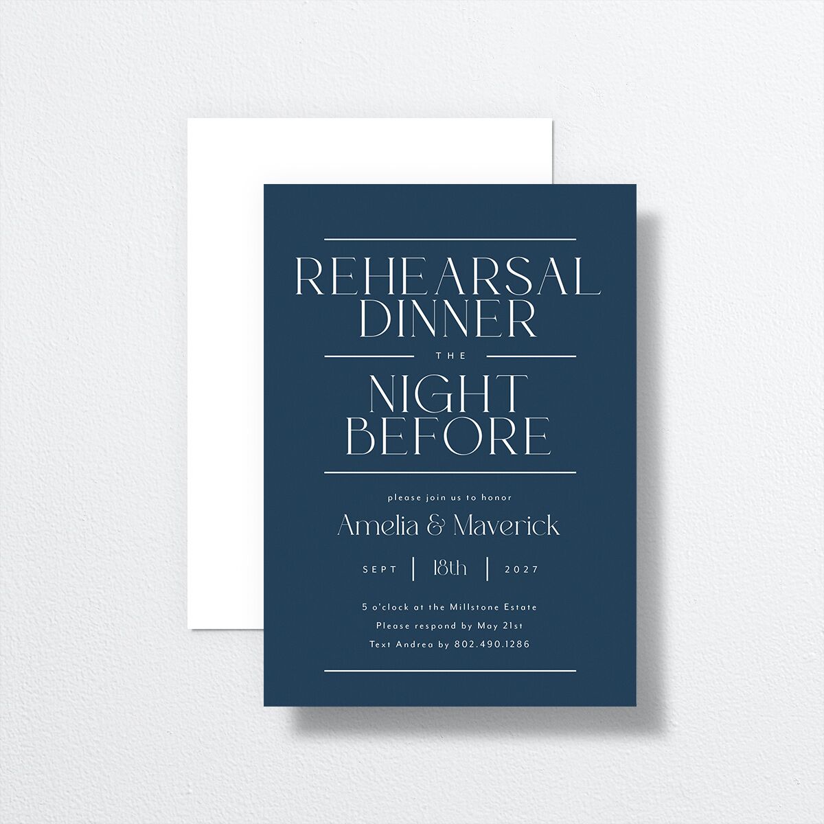 Estate Rehearsal Dinner Invitations Moody Blue Signature Blank