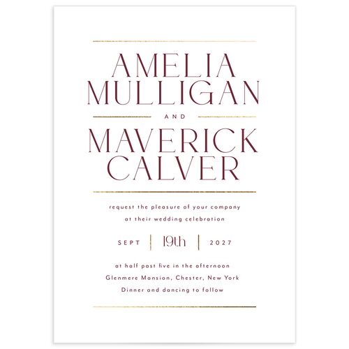Estate Wedding Invitations Gold Merlot Signature Blank No