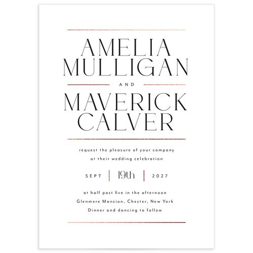 Estate Wedding Invitations Rose Gold Pure White Recycled Blank No