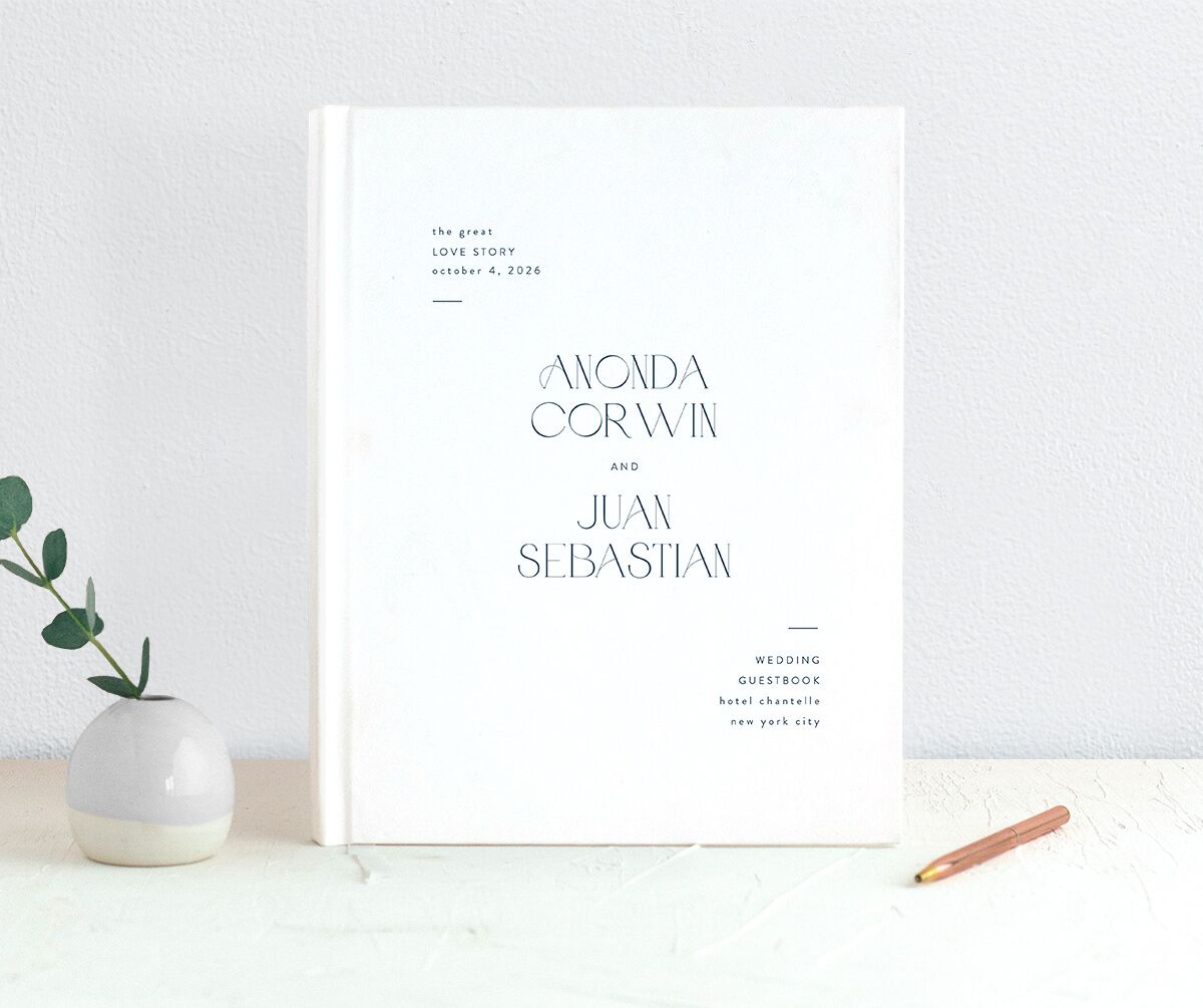 Gramercy Wedding Guest Book Moody Blue