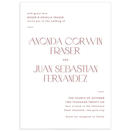 Gramercy Wedding Invitations Garnet Signature Blank No