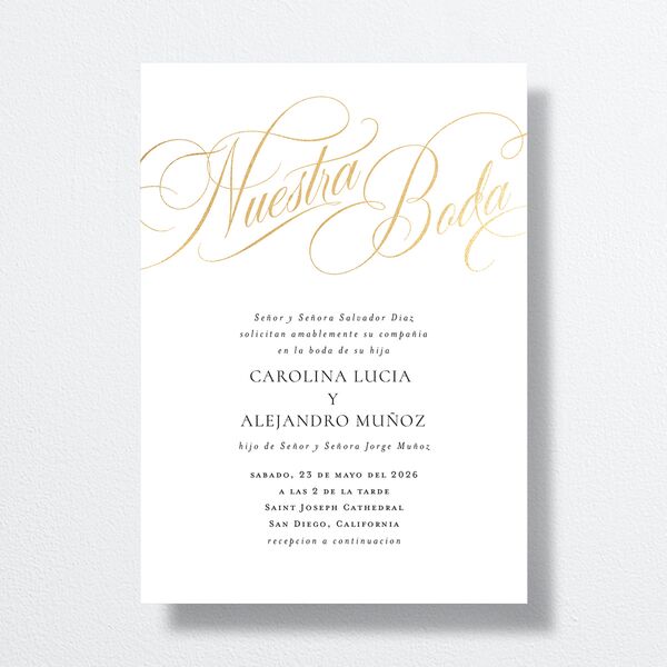 Nuestra Boda Wedding Invitations Gold Pure White Signature No