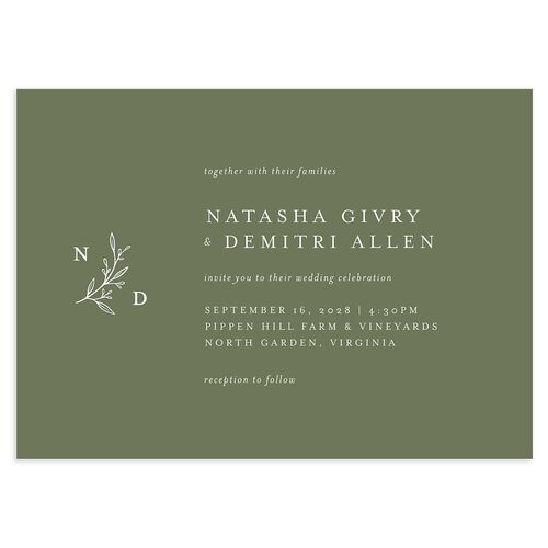 Botanical Monogram Wedding Invitations Dark Camo Signature Blank No Standard