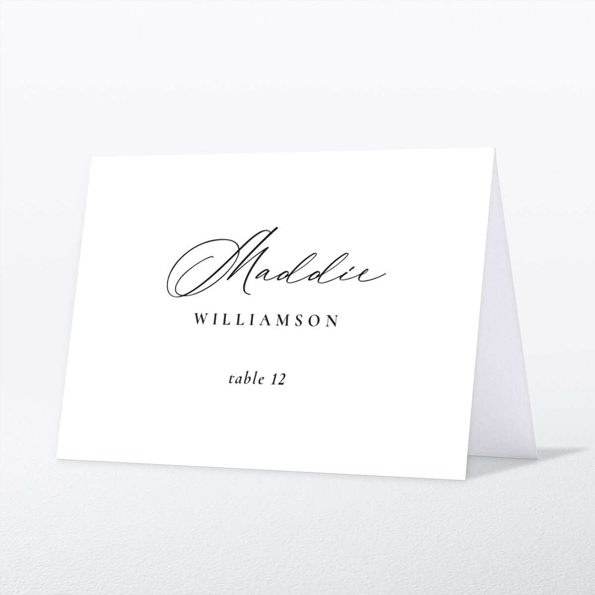 Black Tie Initial Place Cards Pure White Signature