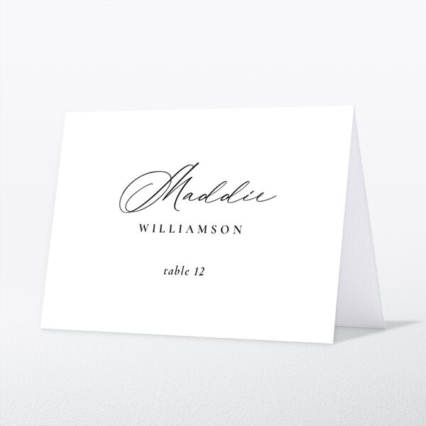 Black Tie Initial Place Cards Pure White Signature