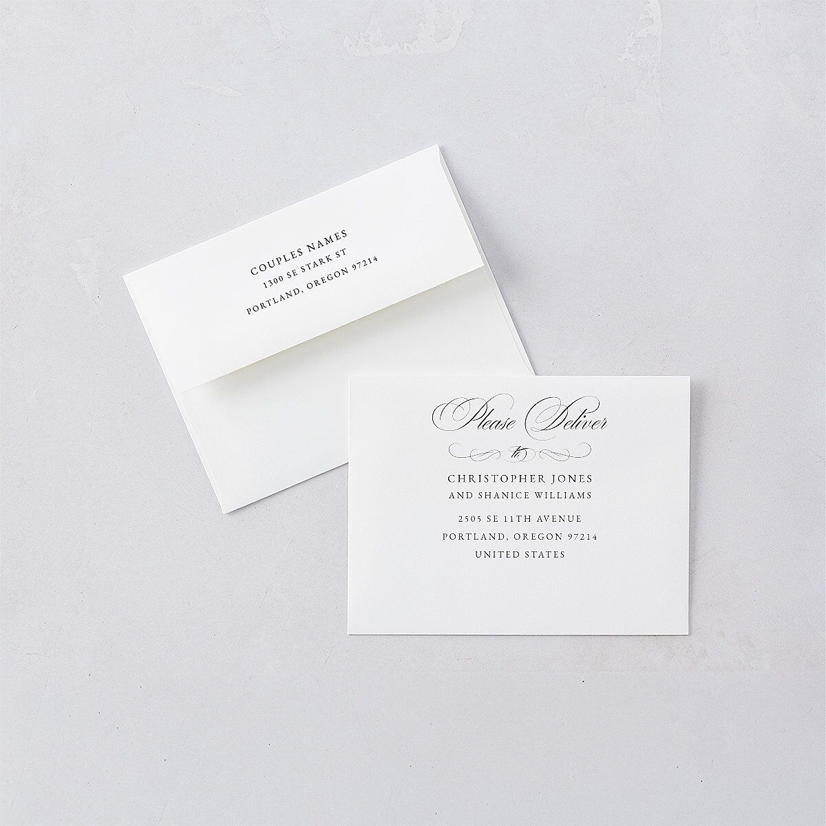 Vintage Flourish Thank You Card Envelopes White Standard Pure White Both Recipient and Return Addresses Signature