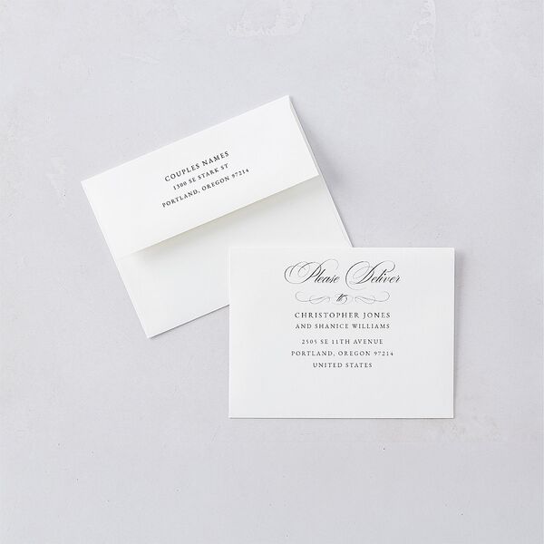 Vintage Flourish Thank You Card Envelopes White Standard Pure White Both Recipient and Return Addresses Signature