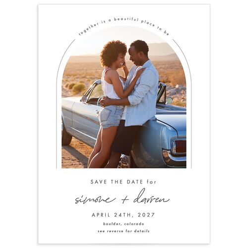 Arched Photo Save the Date Cards - White
