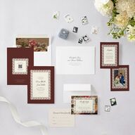 Vintage Lace Wedding Invitations Burgundy Signature Blank No Standard