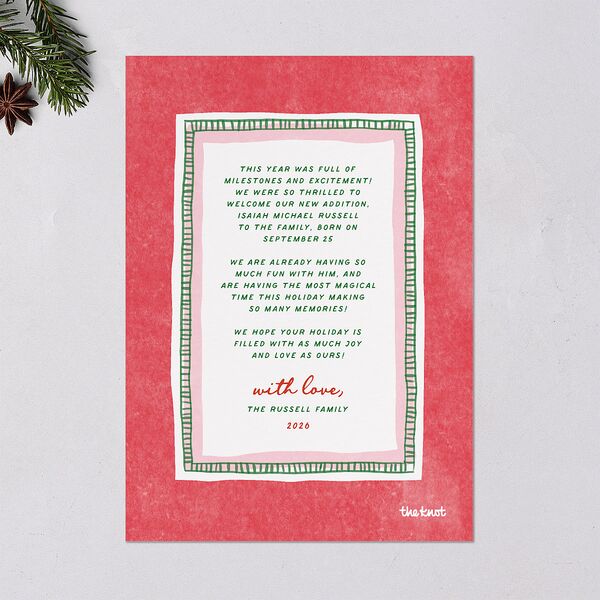 Happiest Hand Drawn Border Holiday Cards Scarlet Signature Blank Portrait  Standard