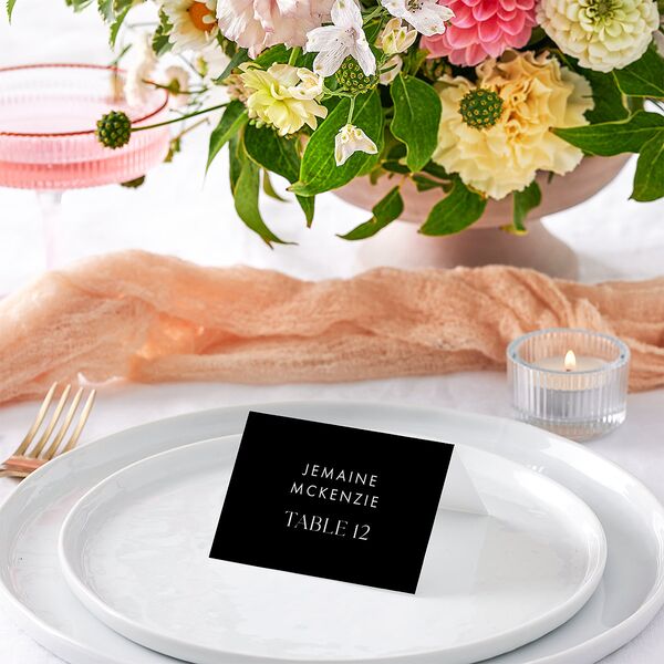 Modern Contrast Place Cards Midnight Signature