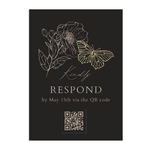 Butterfly Botanical QR Code RSVP Cards Charcoal Signature Standard