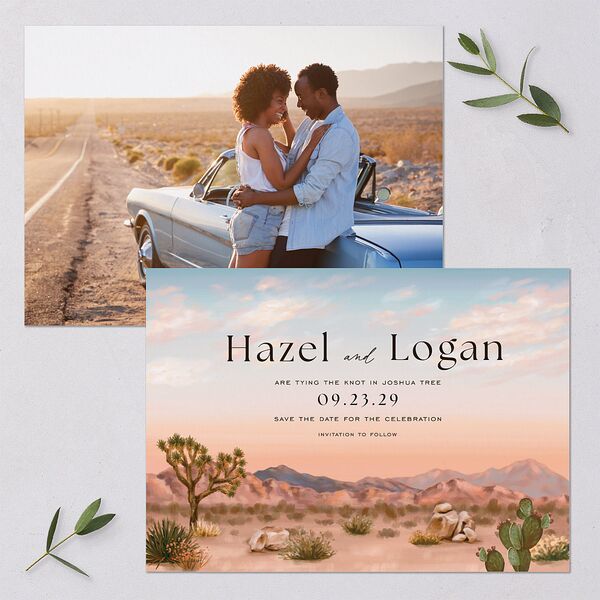 Desert Cactus Save the Date Cards Peach Fuzz Signature smooth Blank No