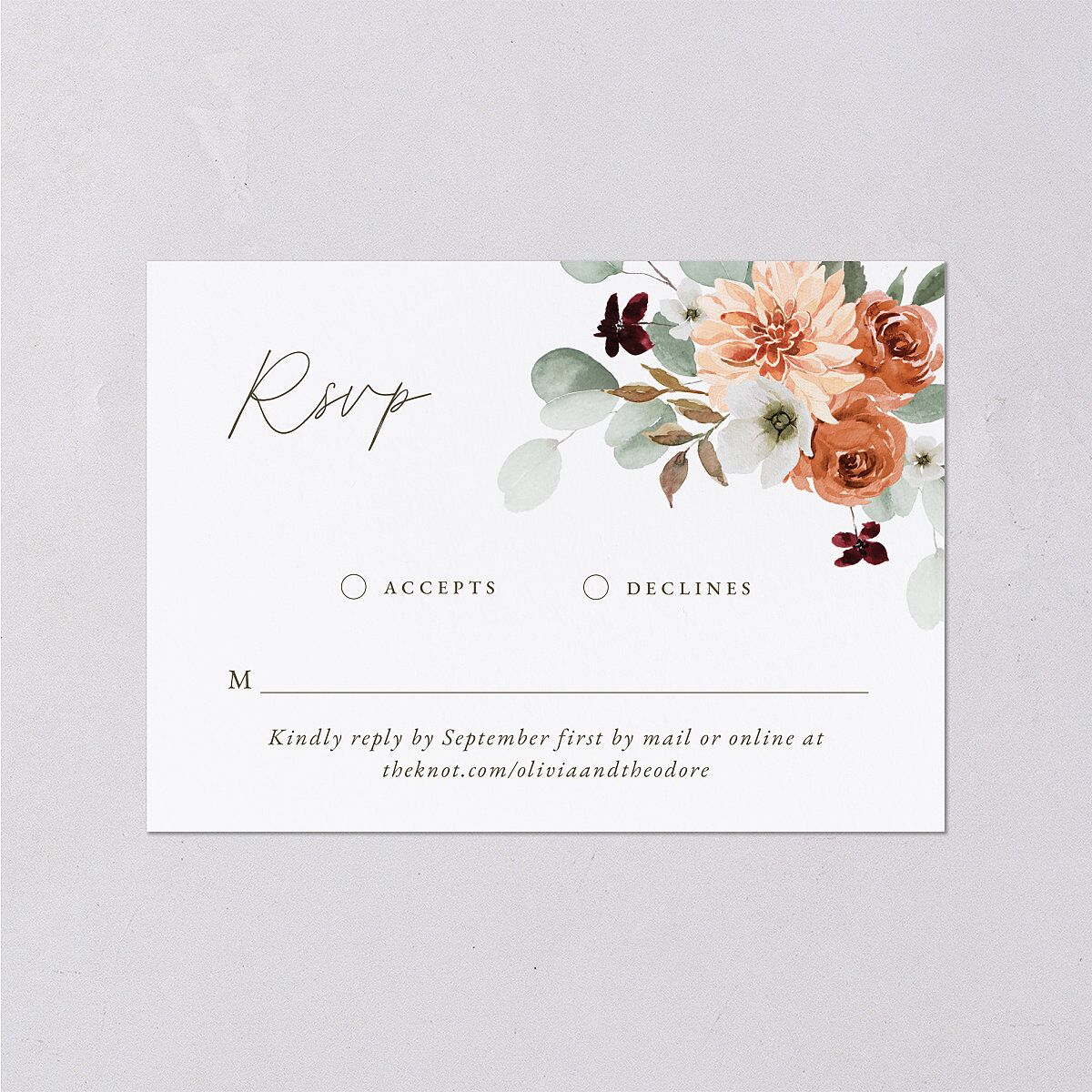 Eucalyptus Bouquet Wedding Response Cards Terracotta Signature Standard
