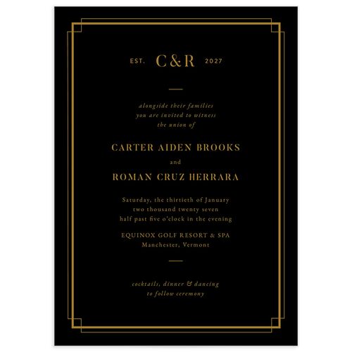 Luxe Monogram Wedding Invitations - Black