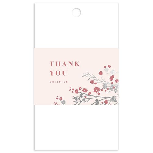 Cherry Blossoms Favor Gift Tags Silver Soft Pink Pearlescent