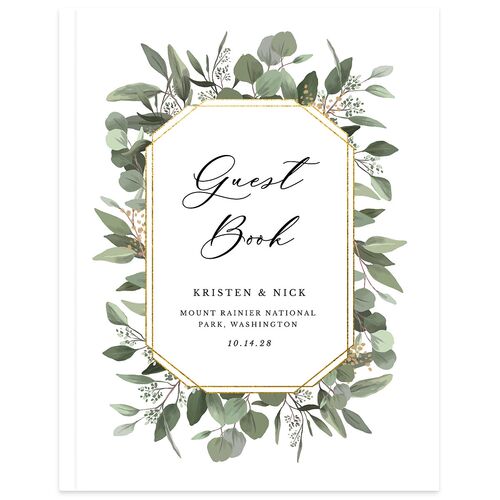 Eucalyptus Frame Wedding Guest Book Pure White