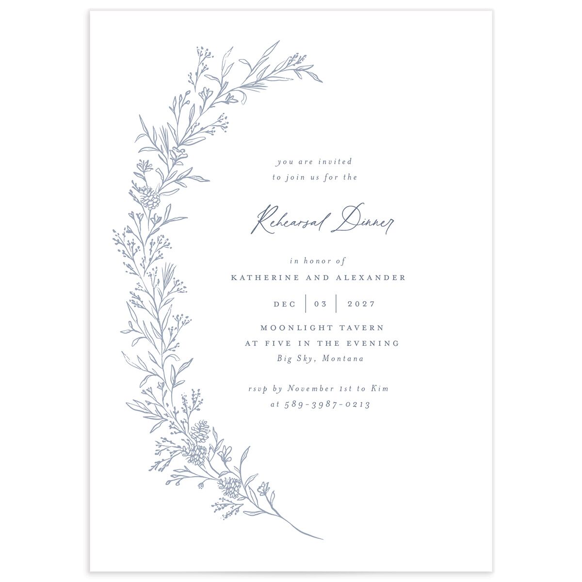 Romantic Branches Rehearsal Dinner Invitations