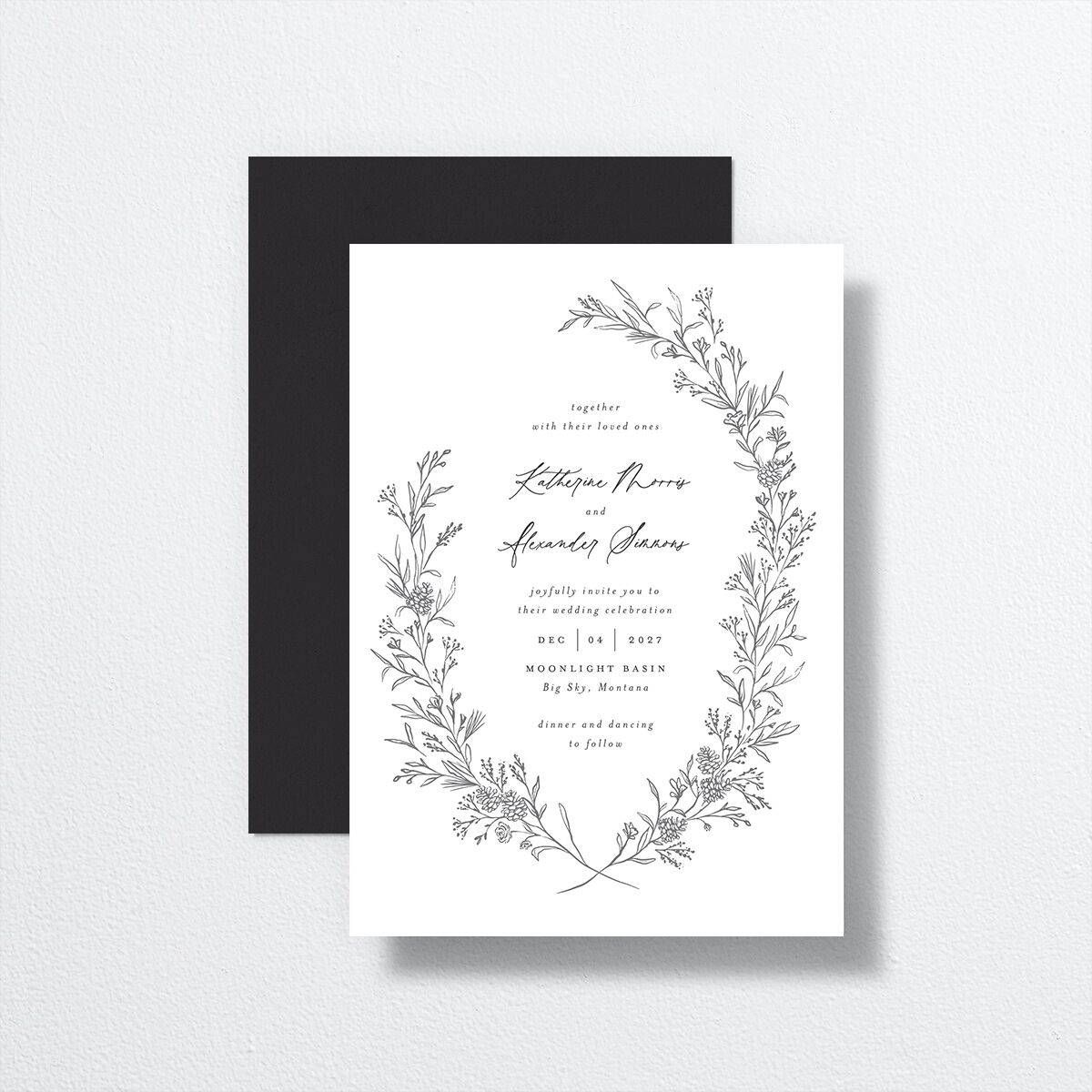 Romantic Branches Wedding Invitations front-and-back