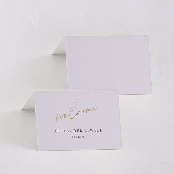 Just Love Place Cards Gold Sheer Lilac Signature