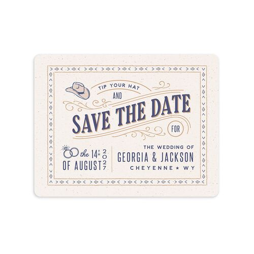 Western I Do BBQ Save The Date Magnets Midnight Navy Magnet Paper