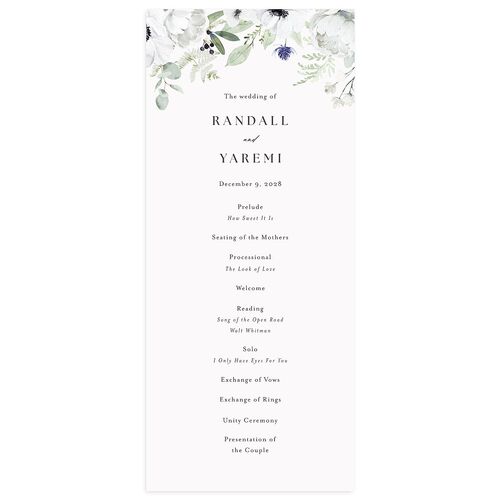 Elegant Anemone Wedding Programs Ice Blue Signature
