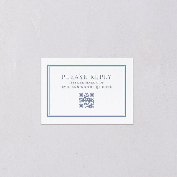 Antique Garden Lace Floral QR Code RSVP Cards French Blue Signature Standard
