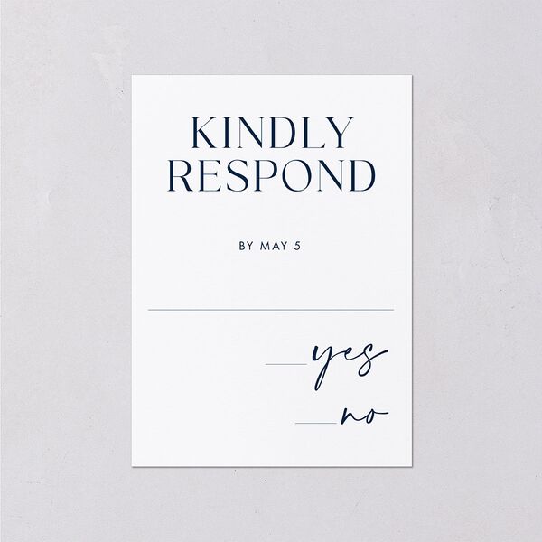 Modern Contrast Wedding Response Cards Navy Signature Standard
