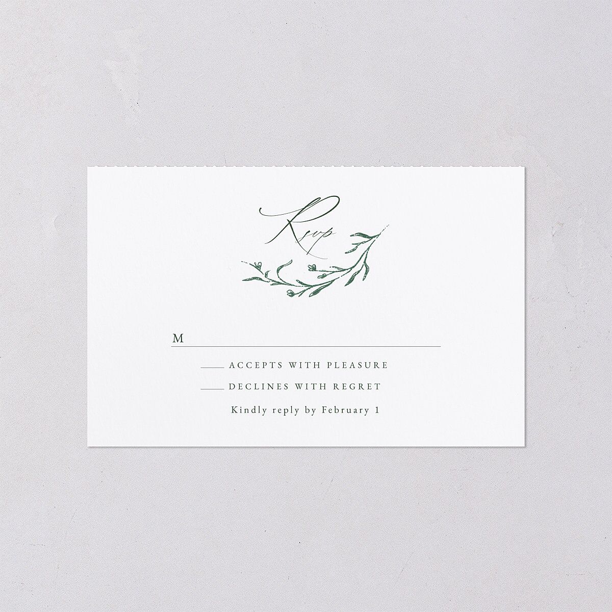 Illustrated Vines All-in-One Wedding Invitations Hunter Green Signature Light Both Recipient and Return Addresses No
