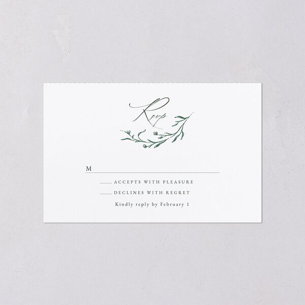 Illustrated Vines All-in-One Wedding Invitations Hunter Green Signature Light Both Recipient and Return Addresses No