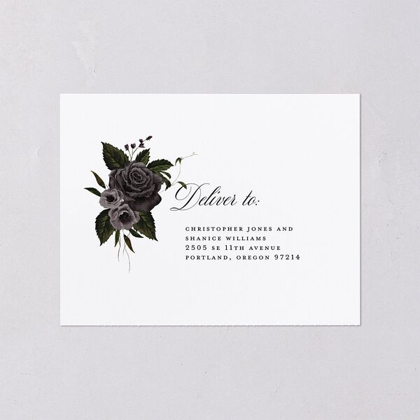 Dark Gothic Roses All-in-One Wedding Invitations Midnight Signature Light Both Recipient and Return Addresses No