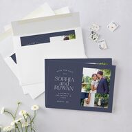 Classic Stack Save The Date Cards Midnight Navy Signature smooth Blank No Standard