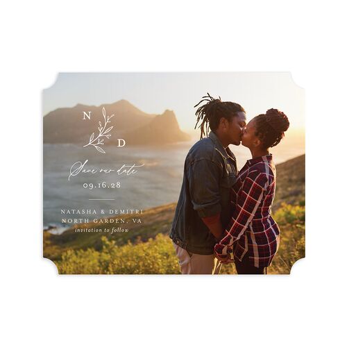 Botanical Monogram Save the Date Petite Cards Marigold Signature smooth Blank No Ticket
