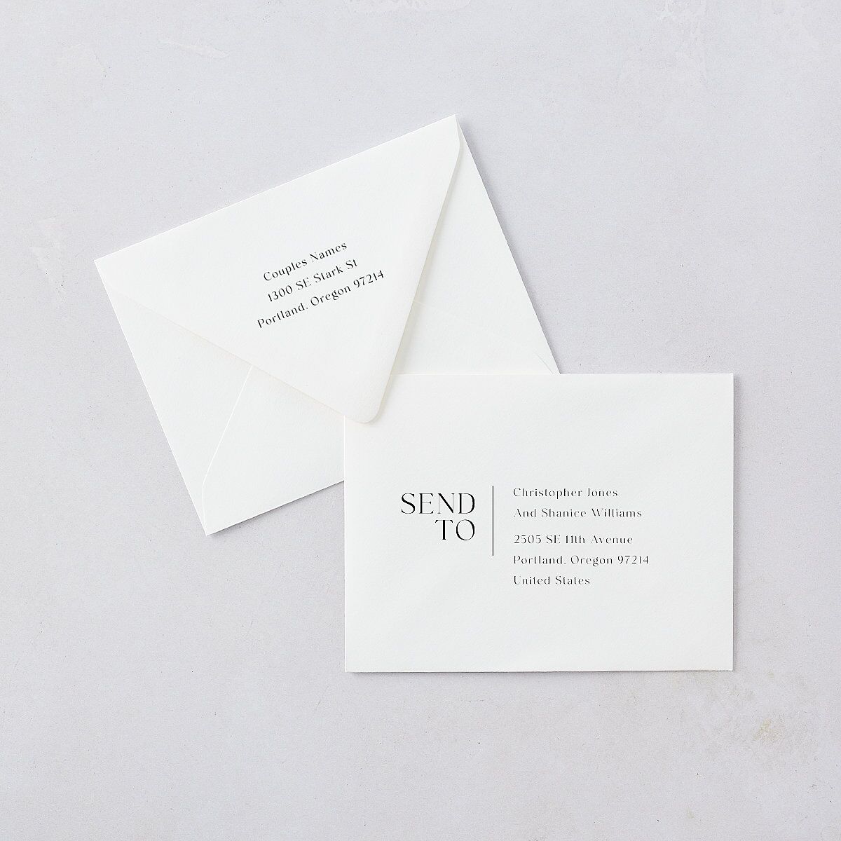 Modern Arch Photo Thank You Card Euro Envelopes Pure White Luxe White Both Recipient and Return Addresses