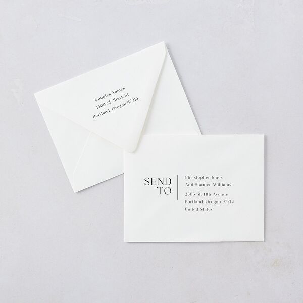 Modern Arch Photo Thank You Card Euro Envelopes Pure White Luxe White Both Recipient and Return Addresses