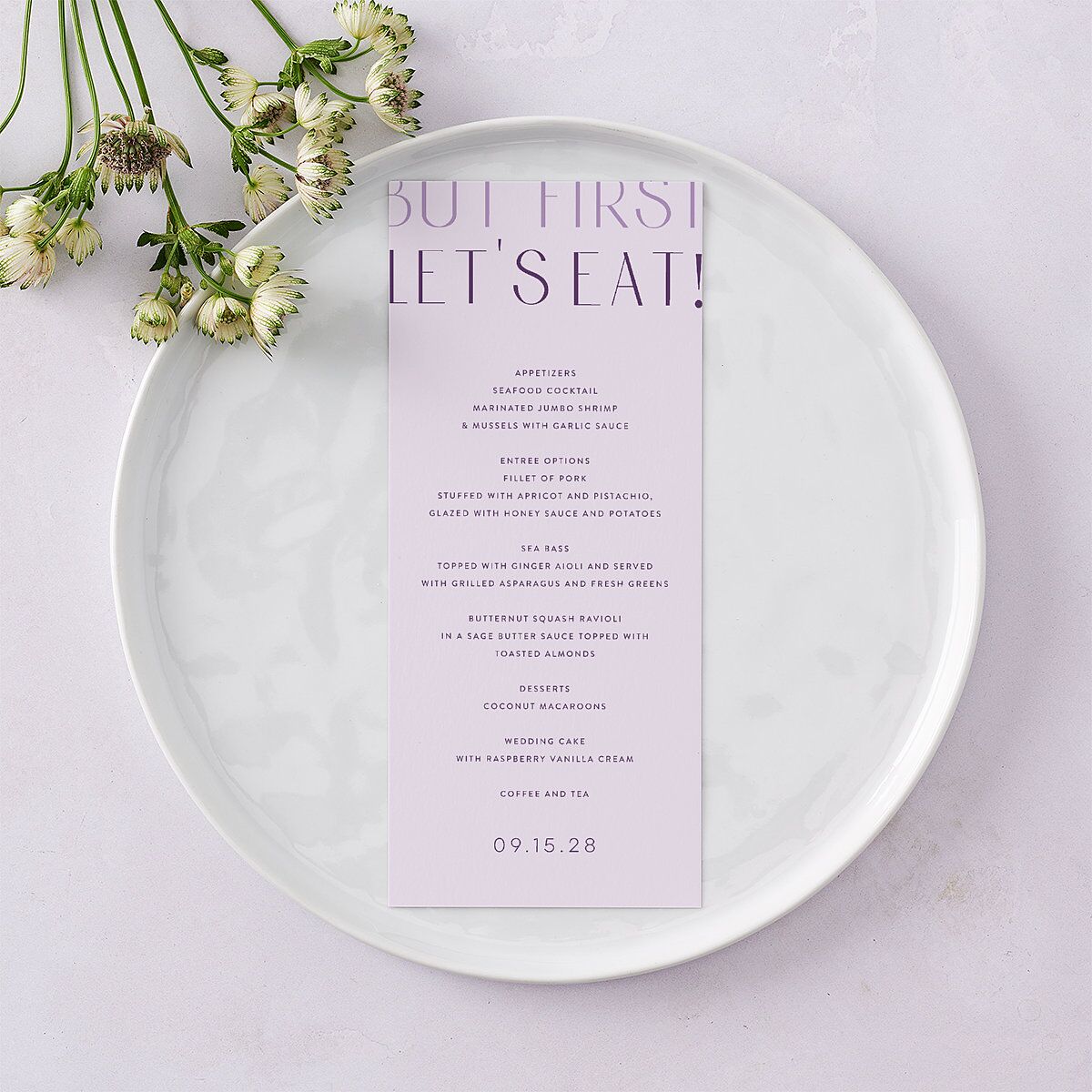 Real Talk Menus Sheer Lilac Signature