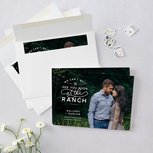 Western Denim Save The Date Cards Champagne Signature smooth Blank No Standard