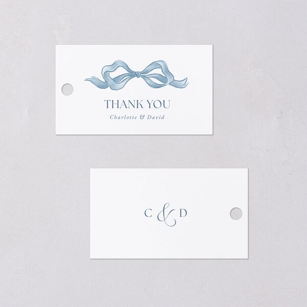 Vintage Bow Favor Gift Tags Regency Blue Signature
