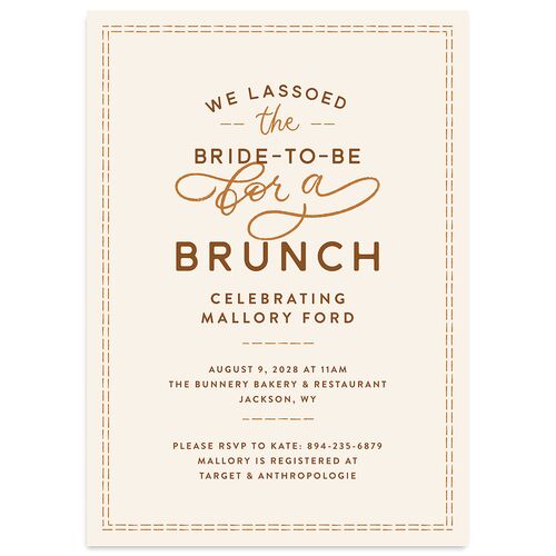 Western Denim Bridal Shower Invitations Champagne Signature Blank Standard