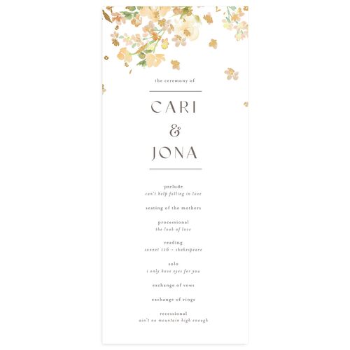 Scattered Blossoms Wedding Programs Gold Pure White Signature