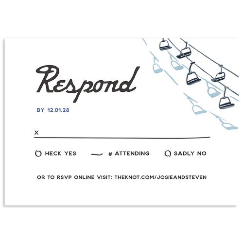 Vintage Retro Ski Poster Wedding Response Cards Canary Signature Standard