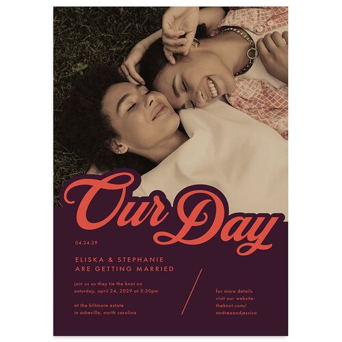 Our Day Wedding Invitations Bordeaux Signature Blank Standard No
