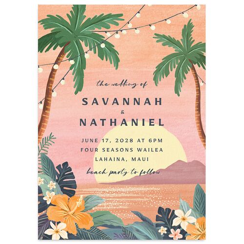 Vintage Hawaiian Island Wedding Invitations Cinnamon Signature Blank No Standard