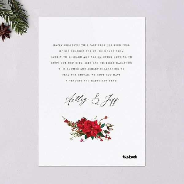 Boho Wildflower Holiday Holiday Cards Ruby Signature Blank Standard Portrait