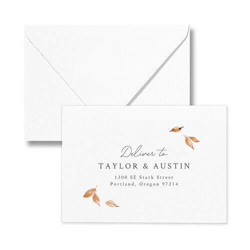 Leafy Garland Foil Response Card Euro Envelopes White Champagne Return Address Luxe