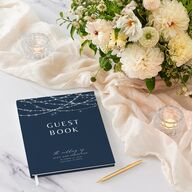 Elegant Lights Wedding Guest Book Moody Blue