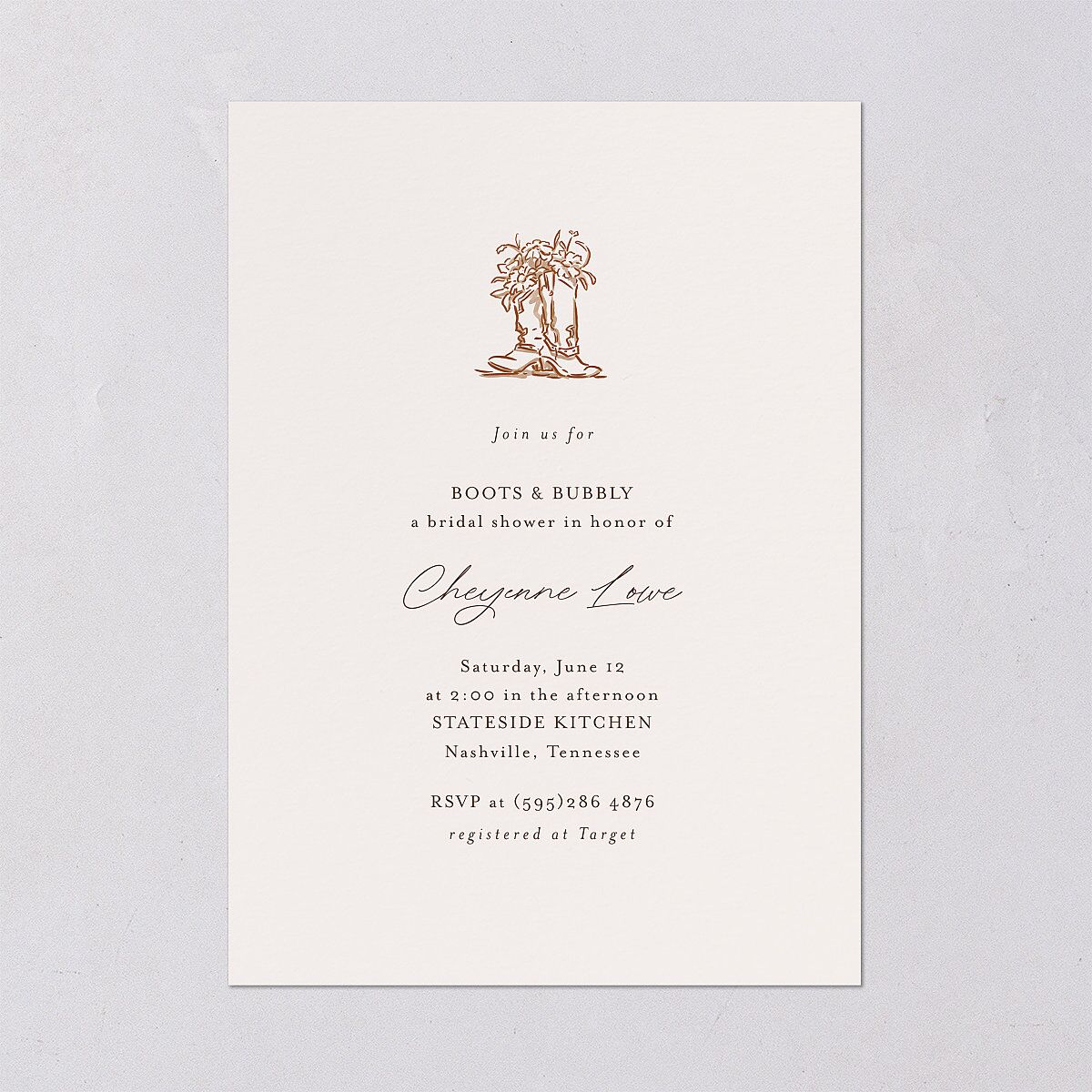 Western Wild Horses Bridal Shower Invitations Copper Signature Blank