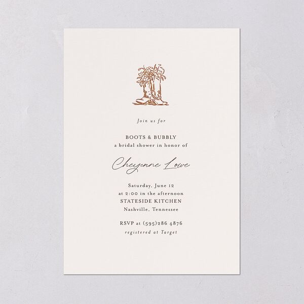 Western Wild Horses Bridal Shower Invitations Copper Signature Blank