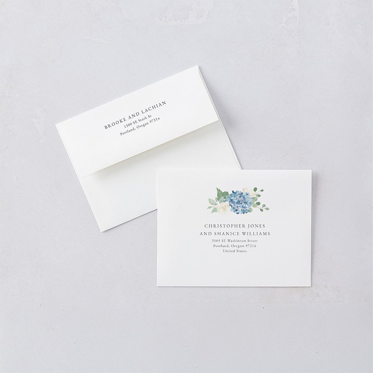 Elegant Hydrangea Bridal Shower Thank You Cards Dusty Blue